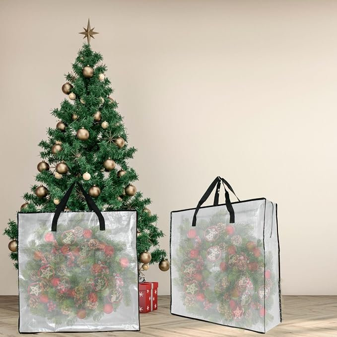 GONGKANGYUAN 25 Gallon Large Clear Storage Bags with Zipper and Handles, Blanket Bags for Closet Storage, Underbed Storage Organizer for Clothes Pillow Bedding Christmas Wreath - Image 5