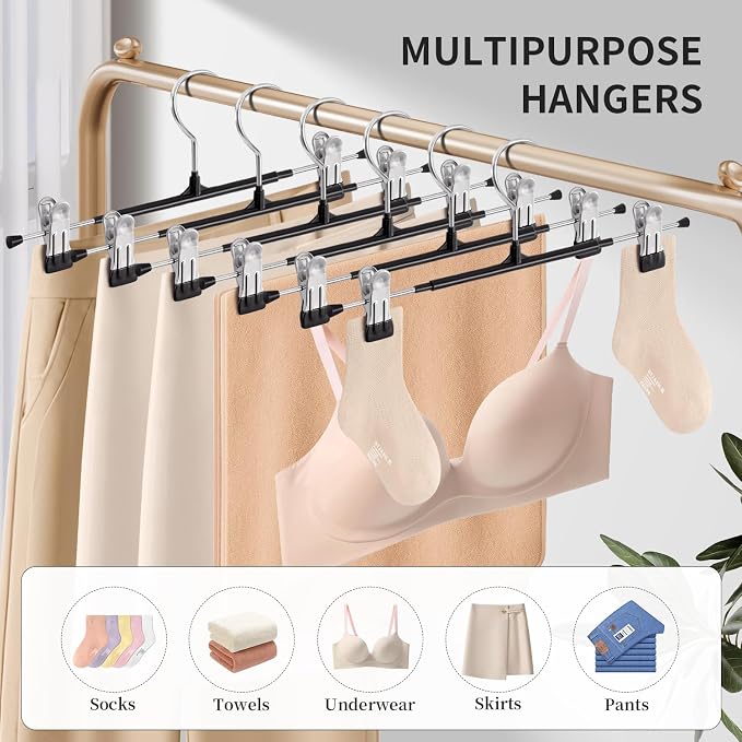 HUADYMEET 16 Inch Extra Wide Pants Skirt Hangers with Clips,Black,20 Pack | Metal,Extended-Length,Non-Slip,Adjustable,Heavy Duty Hanger for Jeans Shorts Clothes Slacks Trousers,For Adult Men Women - Image 7