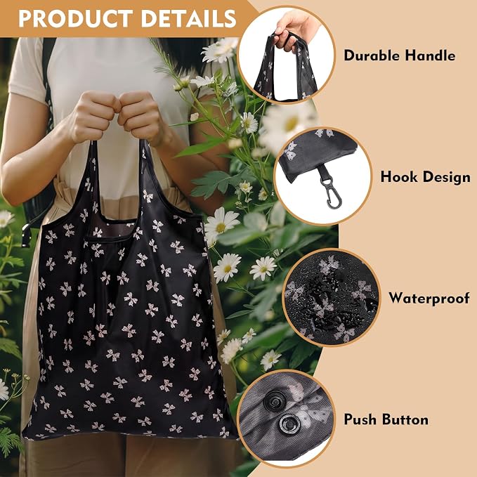 Paterr 46 Pcs Foldable Reusable Grocery Bags Bulk Machine Washable Waterproof Shopping Bags Packable Grocery Tote Pouches - Image 6