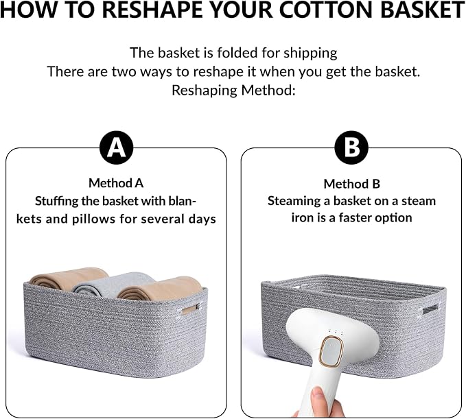 MiniArk Large Storage Baskets for Shelves, 17 x 13 x 7.5” Closet Organizers Bins for Clothes Blanket Towels, Baby Nursery, Toy Baskets Box, Woven Rope Baskets, 2 Packs Mixed Grey - Image 7