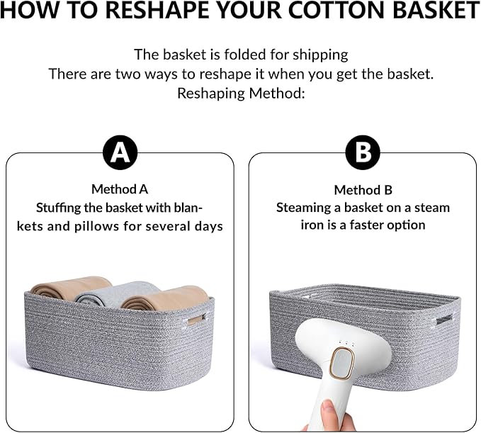 MiniArk Large Storage Baskets for Shelves, 17 x 13 x 7.5” Closet Organizers Bins for Clothes Blanket Towels, Baby Nursery, Toy Baskets Box, Woven Rope Baskets, 3 Packs Mixed Grey - Image 7