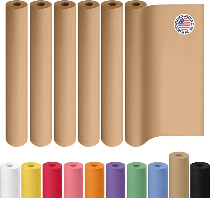 Brown Paper Roll 36" x 1800" (150 feet), Pack of 6 - USA-Made Brown Packing Paper 50lb Thickness for Moving, Shipping, Crafts/Arts - 100% Recycled Natural Wrapping Material by IDL Packaging by IDLPackaging