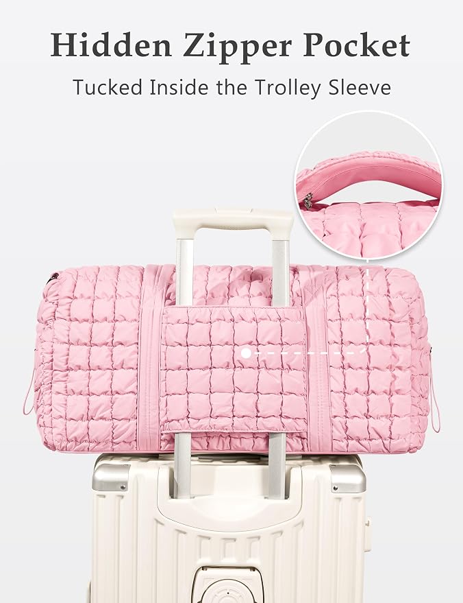 Quilted Travel Duffle Bag Puffer Weekender Bag Overnight Bag Duffel Gym Bag | Medium Soft Puffy Carry-On for Women, Large Lightweight Personal Item Travel Bag for Trips Business Sport Airplane Hospital - Image 5