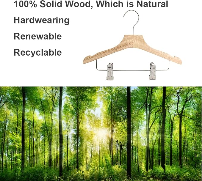 Natural 12.7" Ultra-Thin Wooden Children Closet Clothes Clips Hangers 20PCS Wood Baby Kids Coat Hangers for Infant Toddler Newborn Jumpsuit Pants Skirts Jeans Space Saving Heavy Duty Durable - Image 8