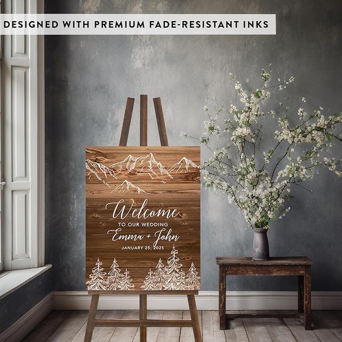 Andaz Press Custom Large Canvas Wedding Guest Book Alternative, 16 x 20 Inches, Rustic Wood White Forest Vertical Personalized Sign Our Canvas Guest Book Signs For Wedding Rustic Woodland Theme Events - Image 3