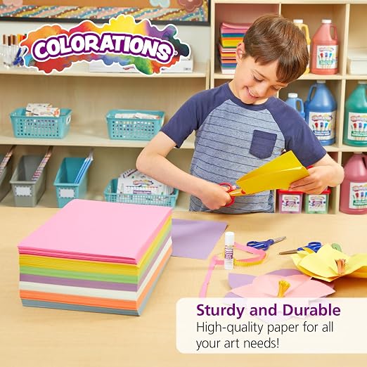 Colorations Construction Paper for Kids - 7 Colors - 3600 Bulk Sheets of 9X12 - Assorted Pack of Heavy-Duty Craft Paper | 3600 Sheets Bright Colored Paper, Bulk Pack Art Paper, Arts & Crafts, School Supplies, Drawing, Coloring, 3D Art - Image 5