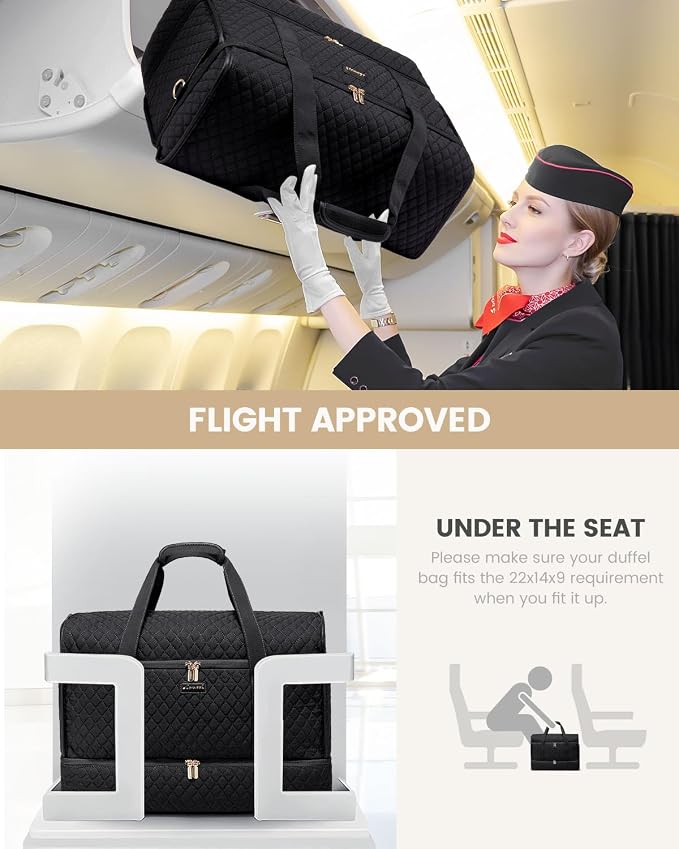 LOVEVOOK Travel Duffle Bag - Weekender & Overnight Bag with Toiletry & Wet Pocket, Carry-On Size, 3pc Set - Image 6