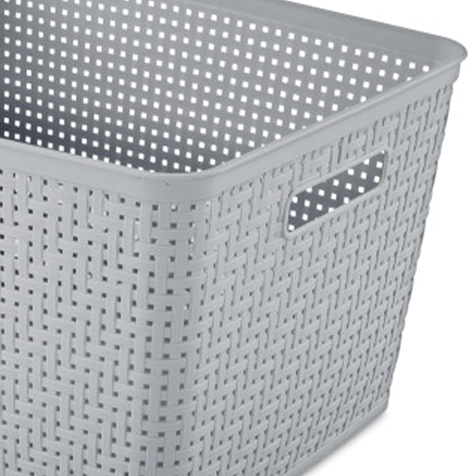 Sterilite Tall Basket, Woven Plastic Storage Organizer Bin, Cement, 6-Pack | Decorative Open Top Storage Bins with Handles for Bedroom, Bathroom, Dorm, Closet, Office and Shelf Organization - Image 9
