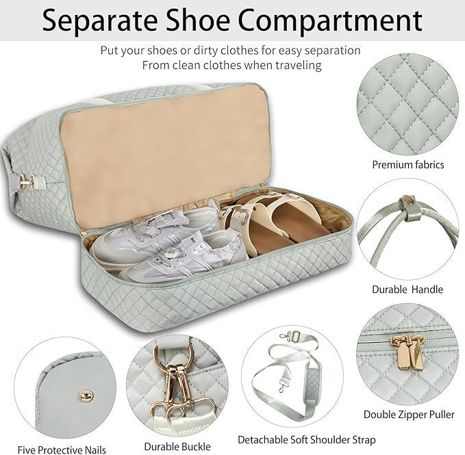 Weekender Bag, Large Travel Duffel Bag for Women, Carry on Overnight Bag with Shoe Compartment and Toiletry Bags - Image 4