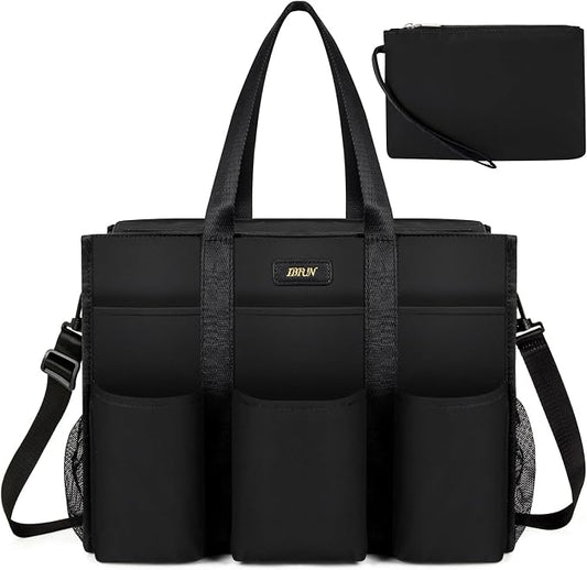 IBFUN Utility Tote Bag with 24 Pockets, Large Teacher Travel Tote for Women | Large Work Tote Bag 2pcs with Zipper for Travel Daily School Teacher Nurse, Large Lightweight Laptop Shoulder Bag Handbag by IBFUN