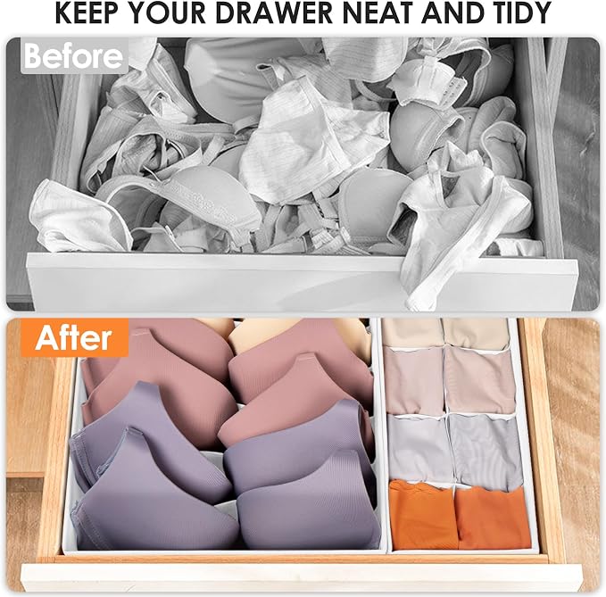 Drawer Organizer Clothes, 16 Pack Dresser Organizer Bins for Baby Clothes, Underwear Sock, Fabric Closet Organization and Storage Dividers for Nursery Bedroom (96 Compartments, White) - Image 6
