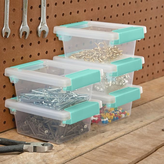 Sterilite Clip Box, Stackable Clear Plastic Bins- Mini, 12-Pack | Storage Containers with Latching Lids for Writing, Arts or Crafts Supplies - Home, Office, Classroom & Workshop Organization - Image 6