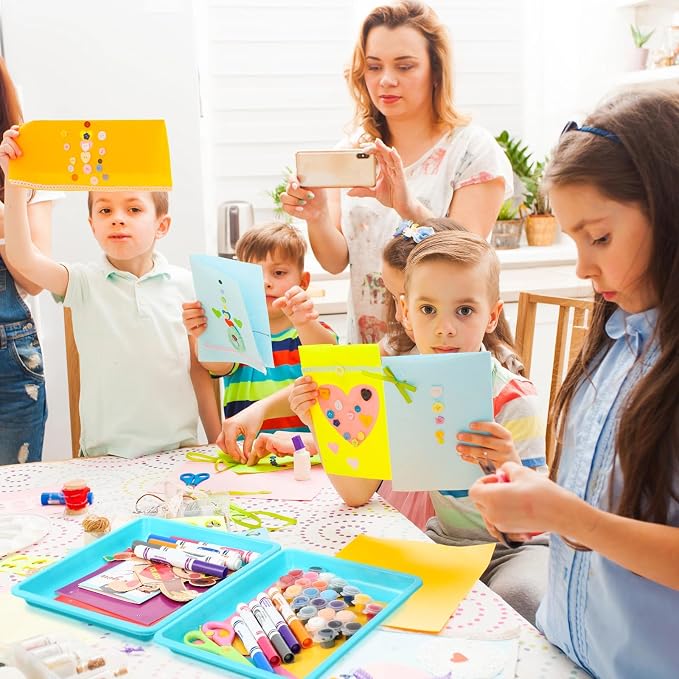 Maitys 24 Pcs Plastic Art Tray 11x8.7x1 Inch Activity Craft Tray,Light Blue | Classroom Serving Trays, Stackable Storage, Sand Trays for School Painting Beads Crafts DIY Projects - Image 5