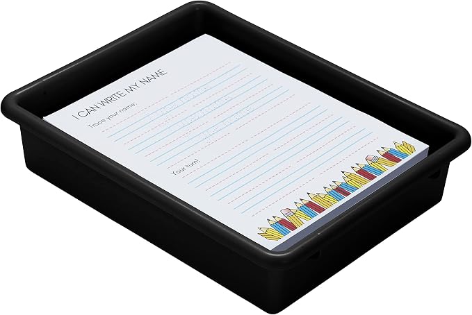 ECR4Kids Letter Size Plastic Tray Organizer with Lids, Small, Storage Bins, Black, 10-Piece | Durable plastic, GREENGUARD Gold Certified, 2 gallon capacity, stackable/nestable, easy-lift lids, classroom & home use - Image 4