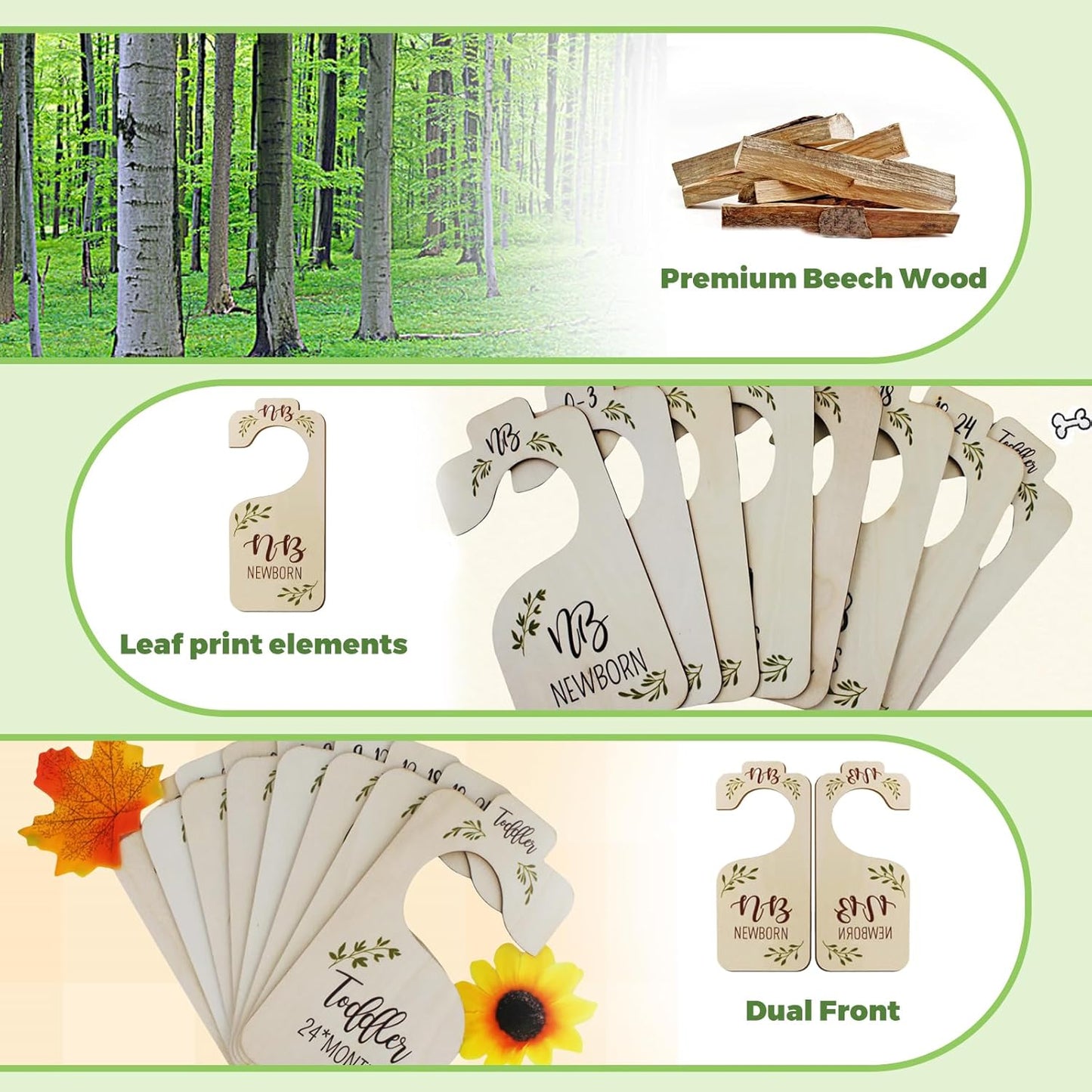 Wooden Baby Closet Dividers for Baby Clothes Organizer Baby Closet Organizer Hangers For Nursery Decor Baby Clothes Dividers For Closet Size Hangers (White)