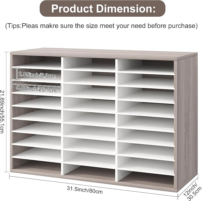 Alpeir Classroom Mailbox 27 Slots with Removable Shelves, Retro Grey/White | Hold 13500 Sheets Paper, Heavy Duty, Easily Assemble, Teacher Student Organization, For Classroom, Office Home Countertop - Image 2