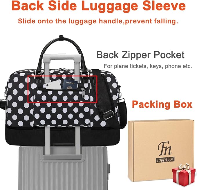 Duffel Bag, 21'' Weekender Travel Bag with Shoe Compartment, Waterproof, Overnight Duffel Bag for Women, 3PCS | 3PCS Carry On Overnight Large Duffel Bag with Crossbody Bag and Toiletry Bag for Weekend Travel Gym Hospital Business Trip - Image 5