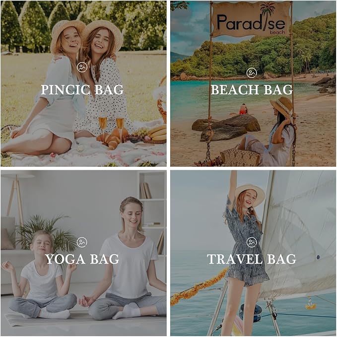 YOOLIFE Beach Bags for Women - Travel Canvas Beach Tote, Pool Waterproof Bag, Travel Essentials, Gifts for Women Birthday - Image 6