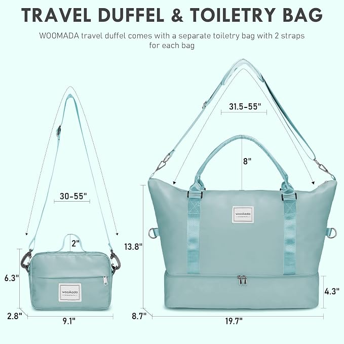 WOOMADA Weekender Overnight Bag for Women, Shoulder Travel Duffel with Shoes Compartment,Gym Bag with Toiletry Bag - Image 2