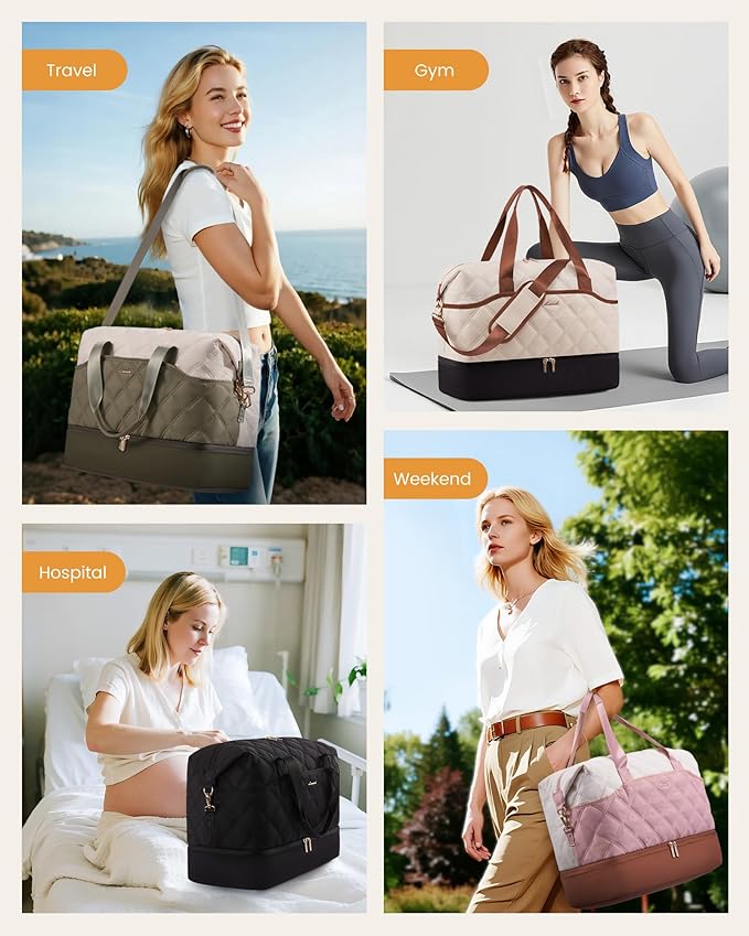 LOVEVOOK Travel Carry On Bag for Women, Lightweight Weekender Bags with Shoe Compartment, Wet Pocket, Hospital Overnight Bags for Women Labor Delivery, Personal Item Duffle Bag for Gym, Sport - Image 2