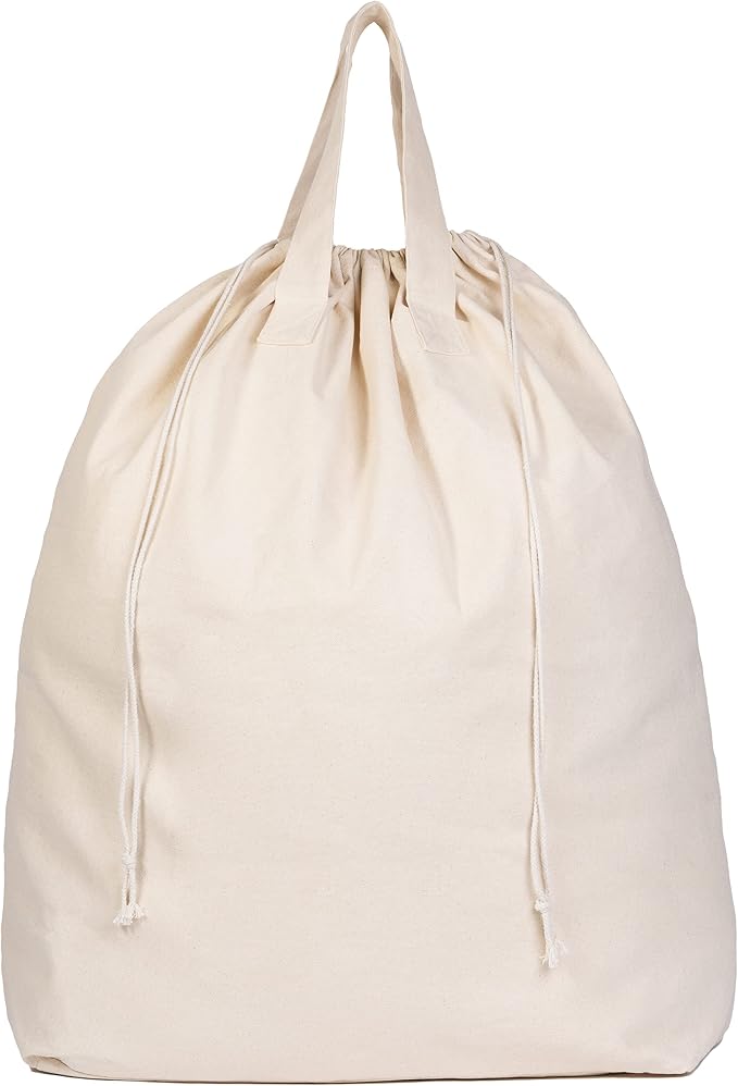 College Dorm Laundry Bags - Versatile and Heavy Duty College Laundry Hamper Liner with Drawstring - Canvas Laundry Basket Liner - 100% Cotton, Washable and Foldable Cloth Laundry Bags (1 Pack) by OrganicCottonMart