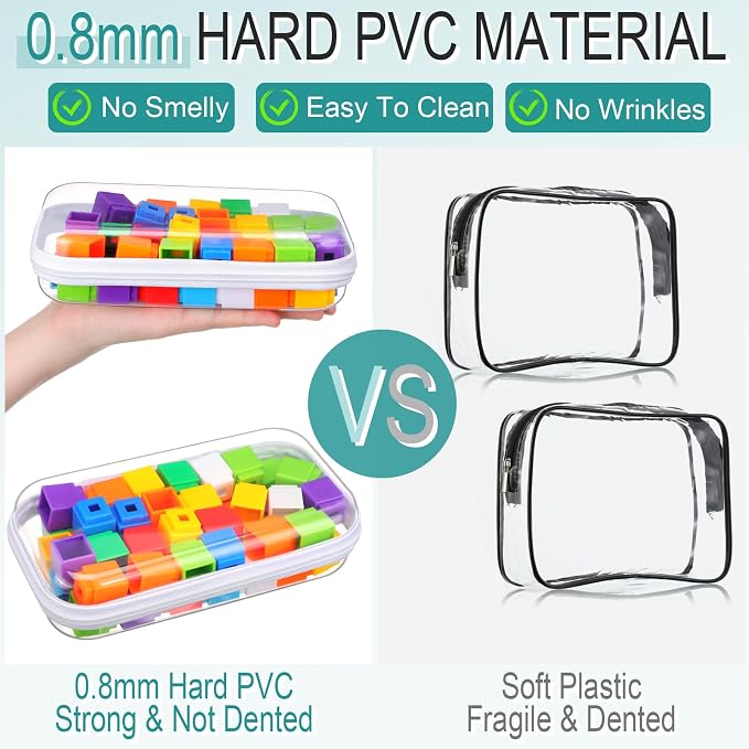 Sanwuta 6 Clear Hard Zipper Case,White,7.48 X 3.94 X 2 Inch | Pencil Case Pouches ,Makeup Bag,Plastic Toiletry Diaper Bag ,Travel Toy Storage,Waterproof Organizer Bins - Image 4