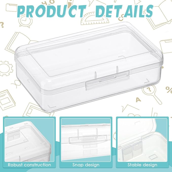 Patelai 30 Pcs Large Capacity Pencil Case Bulk Clear Hard Plastic Pencil Box Organizer with Snap Tight Lid Stackable Crayon Storage Box for Kids School Classroom Home Office 2 Style (Transparent) - Image 3
