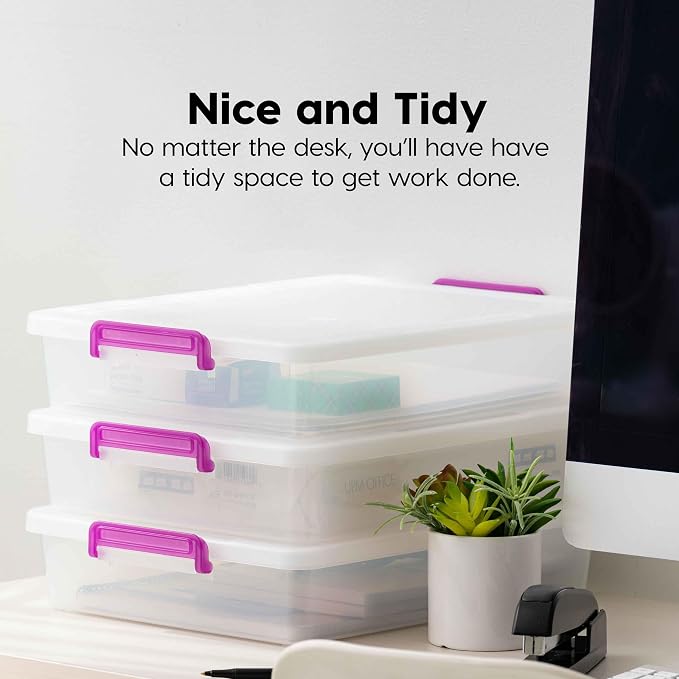 IRIS USA Storage Bins with Lids |Made in USA| 6 Qt - (6-Pack) - Clear | Plastic Containers for Crafts, Art, Office & Study Supplies / Secure Latch Buckles - Image 6