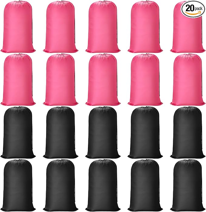 Nuogo 20 Pcs Large Laundry Bags Bulk, 38 x 24 Inch, Black, Pink by Nuogo