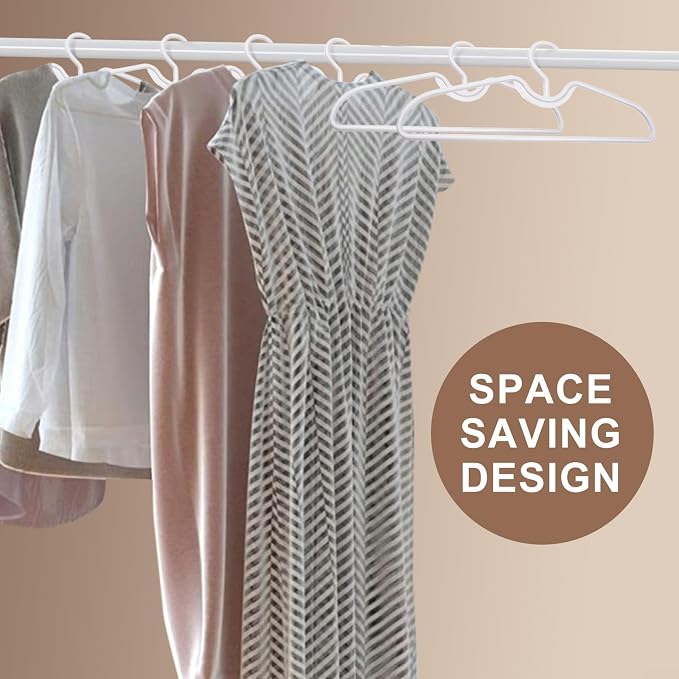 Plastic Clothes Hangers Space Saving Short Neck Hanger, Anti-Slip Heavy-Duty Slim Closet Thin Hangers, Coat Hanger for College Dorms, Homes & More, Enhances Closet Space(50Pack) - Image 8