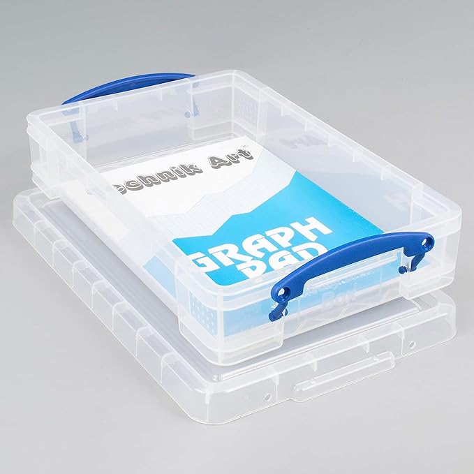 Really Useful Box 4 Liter Plastic Stackable Storage Container w/Snap Lid & Built-In Clip Lock Handles for Home & Office Organization, Clear (4 Pack) - Image 7