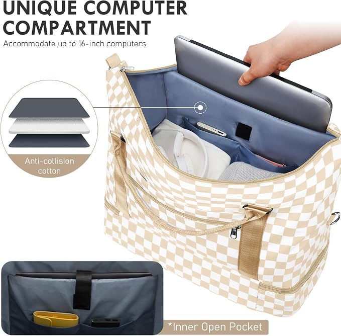 WOOMADA Weekender Overnight Bag for Women, Shoulder Travel Duffel with Shoes Compartment,Gym Bag with Toiletry Bag - Image 3