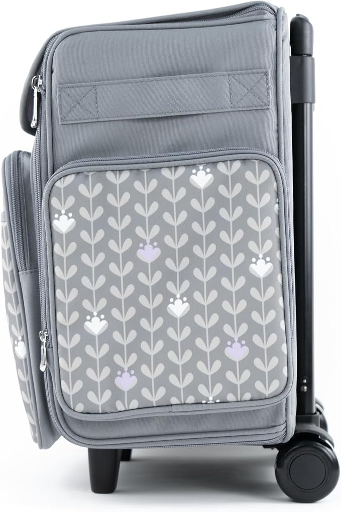 Everything Mary Rolling Scrapbook Tote – Grey Dots Foldable Craft Organizer Tote for Scrapbooking Supplies, Art Tools, Paper & Accessories – Portable Storage Bag - Image 5
