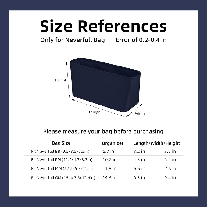 DGAZ Silk Purse Organizer Insert for Neverfullbag(Blue nuit,BB) | Soft and Lightweight,Perfect Fit,Multi-pocket Storage,Bag Protector,Luxury Bag Care,Handmade,for Smooth Bag Organizer - Image 7