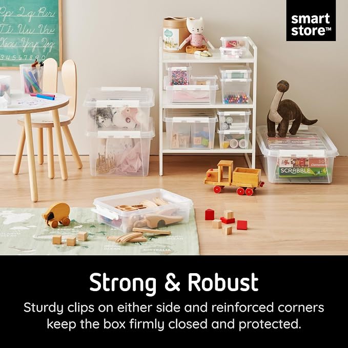 SmartStore Classic 10 Clear Plastic Storage Boxes, 8L/8.5QT BPA-Free Stackable and Nestable Container with Secure Lid, Swedish Made Plastic Bins for Organization, L13.39 x W9.84 x H6.3-10 Pack - Image 5
