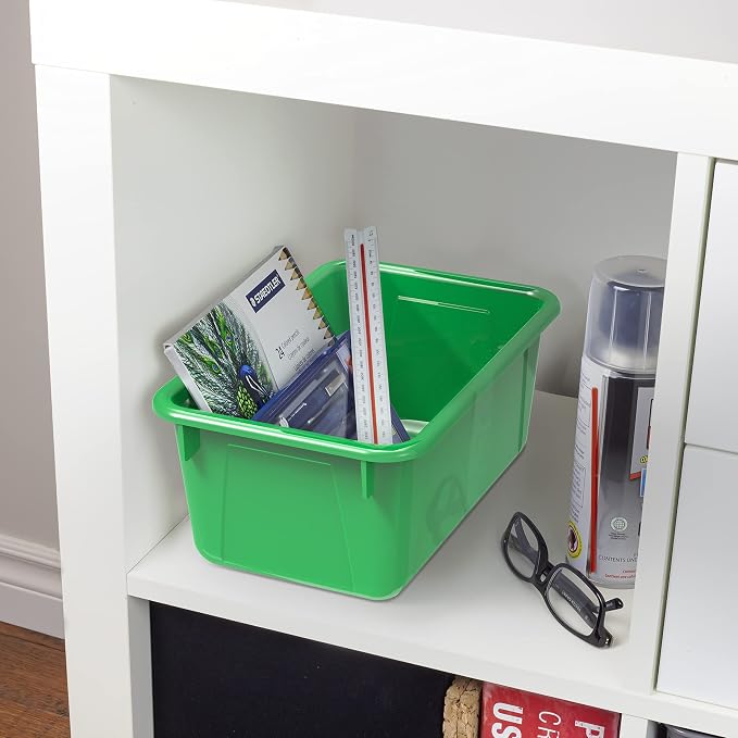Storex Small Cubby Bins – Plastic Storage Containers for Classroom, 12.2 x 7.8 x 5.1 inches, Class Green, 5-Pack (62417A05C) - Image 4