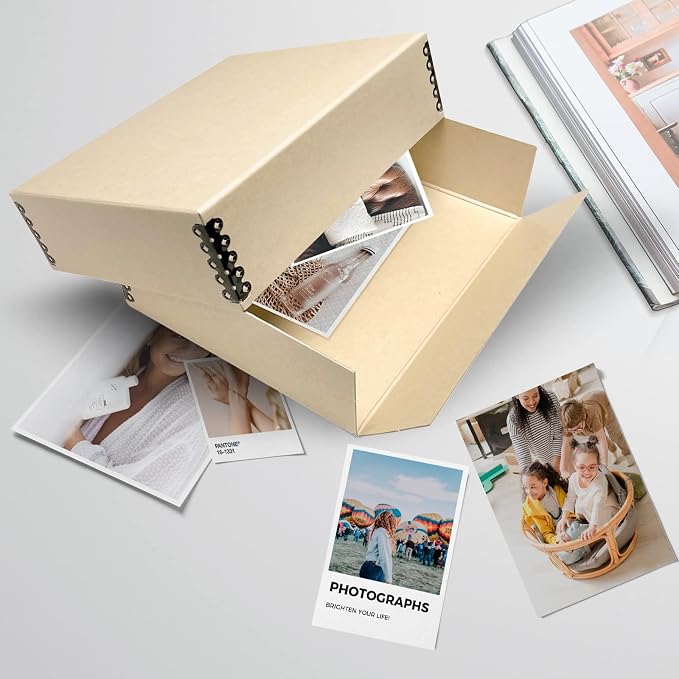 Lineco Drop Front Archival Storage Box, 8.75x10.75x3 in, Tan, 2 Pack | Acid-Free with Metal Edge, Preserves Picture Longevity, Organize Photos, Newspapers, Prints, Documents, Crafts, DIY - Image 8
