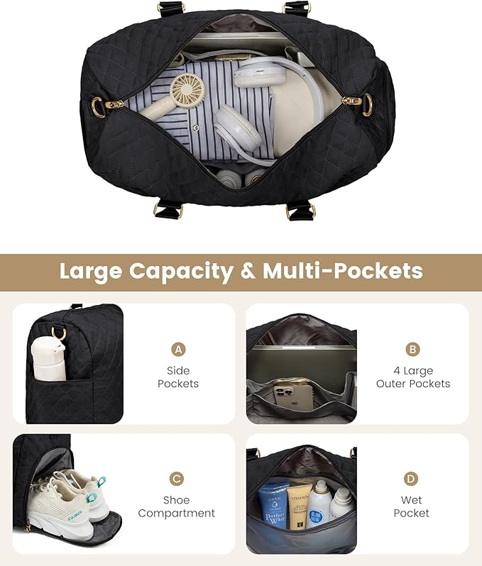 LOVEVOOK Travel Duffle Bag, Weekender Bag for Women with Toiletry Bag, Carry on Overnight Bag with Shoe Compartment, Gym Duffel Bag with Wet Pocket, Mommy Hospital Bags for Labor and Delivery - Image 2