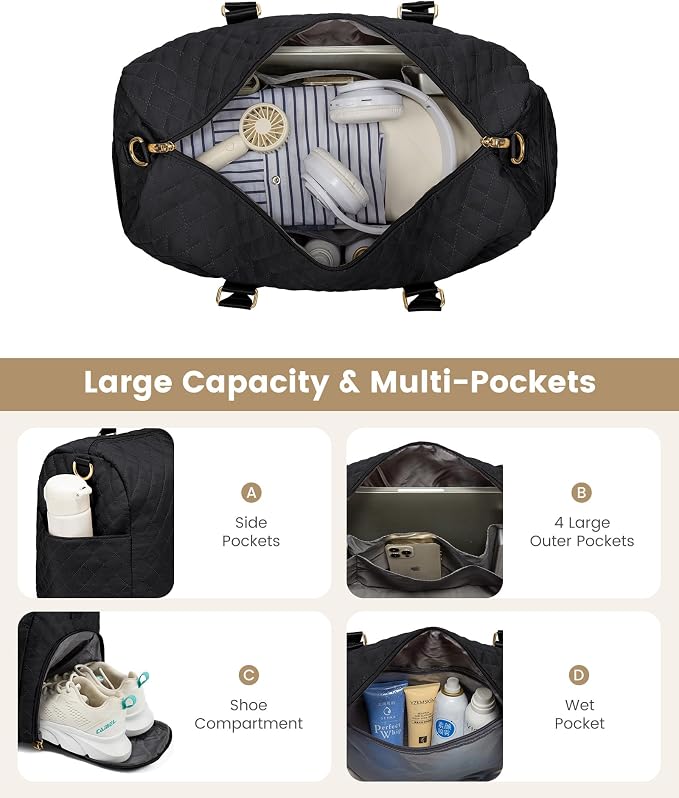 LOVEVOOK Travel Duffle Bag, Weekender Bag for Women with Toiletry Bag, Carry on Overnight Bag with Shoe Compartment, Gym Duffel Bag with Wet Pocket, Mommy Hospital Bags for Labor and Delivery - Image 2