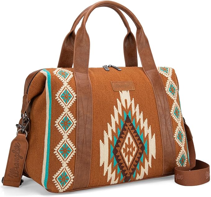 Wrangler Duffel Bag for Women Large Travel Weekender Bag Tapestry Designer Carry On Bags, Brown by THEOFFICIALMONTANAWEST