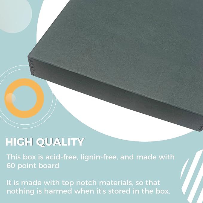 Golden State Art, Drop Front Archival Storage Box, Gray, 16.75x20.75x3 Inch | Acid-Free Museum Box with Metal Edge Corner, for Storing Artwork Photos Documents Prints Arts And Crafts - Image 5