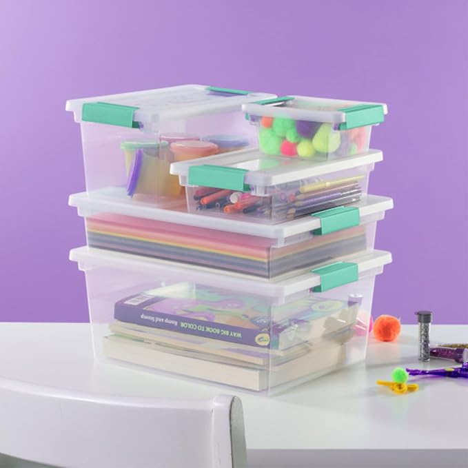 Sterilite Clip Box, Stackable Clear Plastic Bins- Large, 6-Pack | Storage Containers with Latching Lids for Writing, Arts or Crafts Supplies - Home, Office, Classroom & Workshop Organization - Image 7