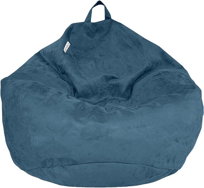 Bean Bag Stuffed Animal Storage Chair Cover (No Filler) for Kids and Adults. Extra Large Bird's Nest Beanbag Memory Foam Soft Premium (Navy Blue, 3 ft (Cover Only)) by Delmach