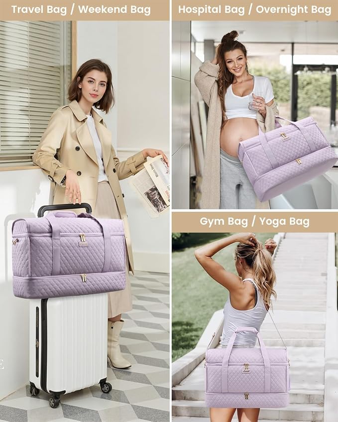 LOVEVOOK Large Travel Duffle Bag, Weekender Bags for Women With Shoe Compartment, Overnight Hospital Bag For Women Labor Delivery, Carry on Bag Personal Item Travel Bag, Yoga Gym Duffel Bag - Image 8