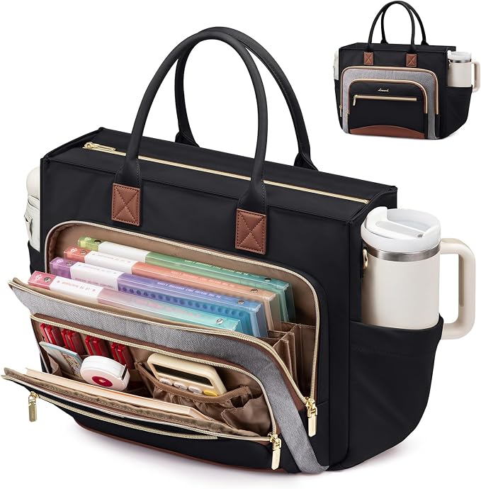 LOVEVOOK Work Tote Bags for Women,Laptop Teacher Bag With File Organizer | Large Cup Holder,Teacher Tote Bag,Nurse Bags,Multi-Pockets Professional Briefcase Business Purses Handbag by LOVEVOOK