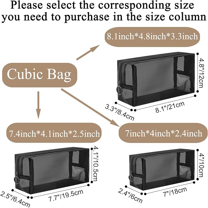 20 Pieces Mesh pouch, Mesh Makeup Bag Portable Makeup Pouch Travel Toiletry Bag for Makeup Organizer Home Office Travel Accessories, Mesh Cosmetic Bag with Zipper - Image 2