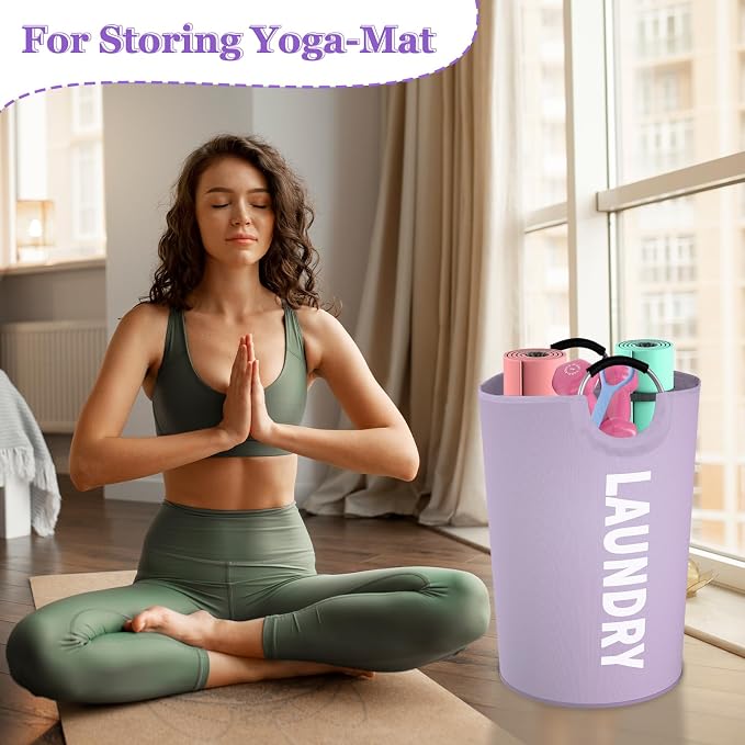 Super Large Laundry Basket with Handles, 125L Foldable Dirty Clothes Hamper for Adult, Stand-alone Laundry Hamper in 600D Oxford Fabric, Purple Storage Basket for Family, Guest House,Purple - Image 8