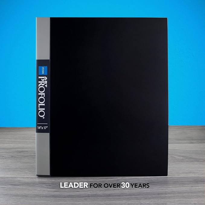 PROFOLIO 14x17 Acid-Neutral Art Portfolio with Customizable Cover, Black, 24 Two-Sided Clear Sleeves | 14x17 inch polypropylene pockets with 48 views and archival paper for art, photography and documents - Image 2