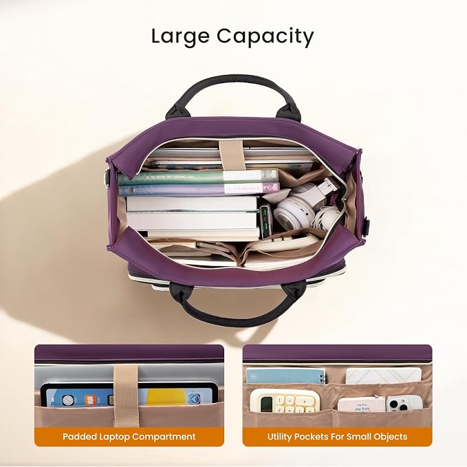 LOVEVOOK Work Tote Bags for Women,Laptop Teacher Bag With File Organizer | Large Cup Holder,Teacher Tote Bag,Nurse Bags,Multi-Pockets Professional Briefcase Business Purses Handbag - Image 5