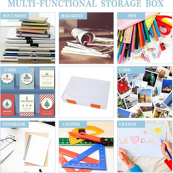12 Pcs Clear A4 A5 File Box Document Plastic Storage Box with 48 Labels File Holder Organizer Paper Plastic Case Magazine Protector with Buckle Office School Supplies - Image 5